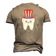 Dental Tooth Uncle Sam Hat 4Th Of July Usa Flag Dentist Men's 3D T-Shirt Back Print Khaki