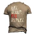 Eat Sleep Fly Repeat Aviation Pilot Vintage Distressed Men's 3D T-Shirt Back Print Khaki