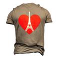 Eiffel Tower Heart For Paris Downtown France City Of Love Men's 3D T-Shirt Back Print Khaki