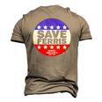 Ferris Buellers Day Off Save Ferris Badge Men's 3D T-Shirt Back Print Khaki