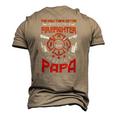 Firefighter Papa Fire Fighter Dad For Fathers Day Fireman Men's 3D T-Shirt Back Print Khaki
