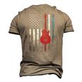 Guitar Music Musician 4Th Of July American Flag Usa America Men's 3D T-Shirt Back Print Khaki