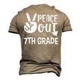 Happy Last Day Of School Retro Peace Out 7Th Grade Men's 3D T-Shirt Back Print Khaki