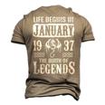 January 1937 Birthday Life Begins In January 1937 Men's 3D T-shirt Back Print Khaki