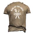 King Of The Grill For Dad Bbq Chef Grilling Men's 3D T-Shirt Back Print Khaki