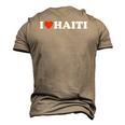 I Love Haiti Red Heart Men's 3D T-Shirt Back Print Khaki