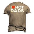 I Love Hot Dads Red Heart Men's 3D T-Shirt Back Print Khaki