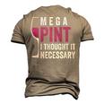 Mega Pint I Thought It Necessary Wine Glass Men's 3D T-Shirt Back Print Khaki