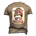 Merica Messy Bun Women Girls American Flag Usa 4Th Of July Men's 3D T-shirt Back Print Khaki