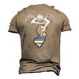 New Jersey Thin Blue Line Flag And Angel For Law Enforcement Men's 3D T-Shirt Back Print Khaki