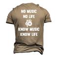 No Music No Life Know Music Know Life For Musicians Men's 3D T-Shirt Back Print Khaki