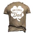 Mens One Lucky Dad Shamrock Four Leaf Clover St Patricks Day Men's 3D T-Shirt Back Print Khaki