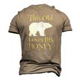 Mens Papa Bear Fathers Day This Old Bear Loves His Honey Men's 3D T-Shirt Back Print Khaki