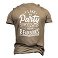 I Like To Party And By Party I Mean Read Books Raglan Baseball Tee Men's 3D T-Shirt Back Print Khaki