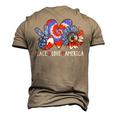 Peace Love America Sunflower Patriotic Tie Dye 4Th Of July Men's 3D T-Shirt Back Print Khaki