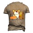 Pembroke Welsh Corgi Dog Coffee Lover Caffeine Corgi Mom Dad V4 Men's 3D Print Graphic Crewneck Short Sleeve T-shirt Khaki