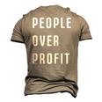 People Over Profit Anti Capitalism Protest Raglan Baseball Tee Men's 3D T-Shirt Back Print Khaki