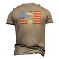 Mens Pitbull Dad American Pit Bull Dog Us Flag 4Th Of July Men's 3D T-Shirt Back Print Khaki