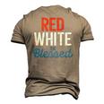 Red White And Blessed Independence Day 4Th Of July Patriotic Men's 3D T-Shirt Back Print Khaki