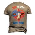 Red White And Moo Patriotic Cow Farmer 4Th Of July Men's 3D T-Shirt Back Print Khaki