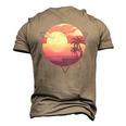 Retro 80S Vaporwave Aesthetic Tropical Sunset 90S Vaporwave Men's 3D T-Shirt Back Print Khaki