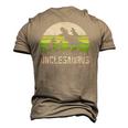 Mensrex Uncle Apparel Unclesaurus 3 Kids Dinosaur Men's 3D T-Shirt Back Print Khaki