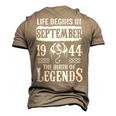 September 1944 Birthday Life Begins In September 1944 Men's 3D T-shirt Back Print Khaki