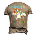 Stepdad Of The Birthday Princess Unicorn Girl Men's 3D T-shirt Back Print Khaki