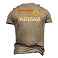 Graphic Tee Indiana Us State Map Vintage Retro Stripes Men's 3D T-Shirt Back Print Khaki