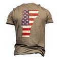 Vermont Map State American Flag 4Th Of July Pride Tee Men's 3D T-Shirt Back Print Khaki
