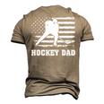Vintage Hockey Dad American Flag Hockey 4Th Of July Men's 3D T-shirt Back Print Khaki