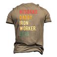 Mens Vintage Husband Daddy Iron Worker Hero Fathers Day Men's 3D T-Shirt Back Print Khaki