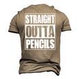 Vintage Straight Outta Pencils Men's 3D T-Shirt Back Print Khaki