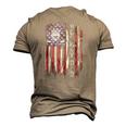 Vintage Usa American Flag Proud Hockey Dad Silhouette Men's 3D T-Shirt Back Print Khaki