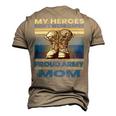 Vintage Veteran Mom My Heroes Dont Wear Capes Army Boots T-Shirt Men's 3D Print Graphic Crewneck Short Sleeve T-shirt Khaki
