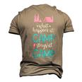 What Happens At Camp Stays At Camp Shirt Kids Camping Pink Men's 3D Print Graphic Crewneck Short Sleeve T-shirt Khaki