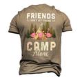Womens Friends Dont Let Friends Camp Alone Wine Camping Flamingo T Shirt Men's 3D Print Graphic Crewneck Short Sleeve T-shirt Khaki
