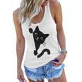 Black Cat Peeking Women Flowy Tank