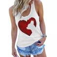 Chihuahua Shape With Red Heart Painting For Valentine Day Women Flowy Tank