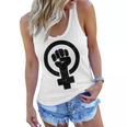 Feminist Raised Fist - Distressed Fitted Women Flowy Tank