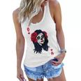 Halloween Sugar Skull With Red Floral Halloween Gift By Mesa Cute Women Flowy Tank