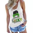 One Lucky Grammy Life Messy Bun St Patricks Day Irish Women Flowy Tank