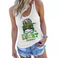 One Lucky Grammy Messy Bun Leopard St Patricks Day Women Flowy Tank