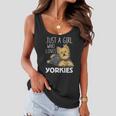 Womens Just A Girl Who Loves Yorkies Funny Yorkshire Terrier Gift Women Flowy Tank