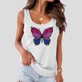 Butterfly With Colors Of The Bisexual Pride Flag Women Flowy Tank