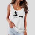 Halloween Young Scary Witch On Broom Pattern Women Flowy Tank