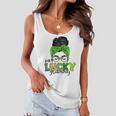 One Lucky Grammy Life Messy Bun St Patricks Day Irish Women Flowy Tank