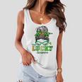 One Lucky Grammy Messy Bun Leopard St Patricks Day Women Flowy Tank