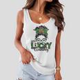 One Lucky Grammy St Patricks Day Messy Bun Leopard Women Flowy Tank