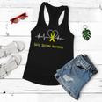 Ewings Sarcoma Awareness Heartbeat Yellow Ribbon Ewings Sarcoma Ewings Sarcoma Awareness Women Flowy Tank